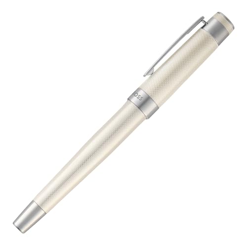 BOSS HUGO Eclat Schreibgeräte-Serie HSY5984 – Edles Schreibgerät aus Messing – Hochwertiges Schreibgerät mit Metallgehäuse & Geschenkbox (Füllfederhalter, Silber) von BOSS