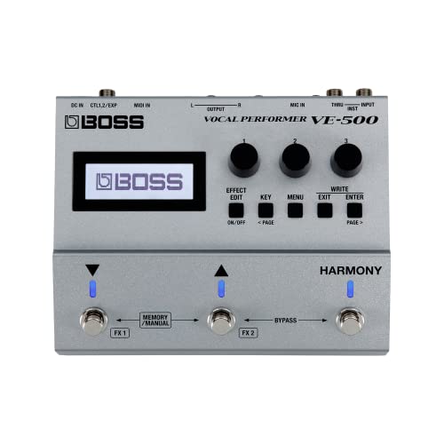 BOSS VE-500 Vocal Performer | Modernes Vocal-Multieffektgerät für singende Gitarristen | Leistungsstarke Werkzeuge für dein Pedalboard | Auto-Harmonie und Tonhöhenkorrektur | Gitarreneingang | Vocoder von BOSS