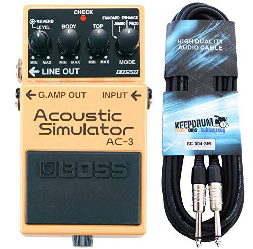 Boss AC-3 Acoustic Simulator Effektgerät + keepdrum Gitarrenkabel 3m von BOSS