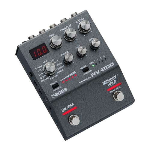 BOSS RV-200 Reverb | Hochwertiger Reverb in einem kompakten Effektpedal der BOSS 200-Serie für Gitarre & andere Instrumente | 12 Reverb-Typen inklusive Arpverb | 127 User-Speicherplätze von BOSS