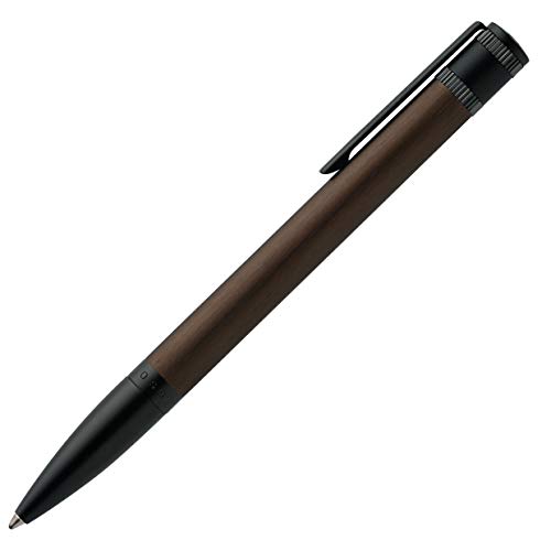 Hugo Boss Kugelschreiber Explore Brushed Khaki in elegantem Braun und Schwarz, moderner Kugelschreiber in klassischem und abgerundetem Design, HST0034T, 1 Stück (1er Pack) von BOSS