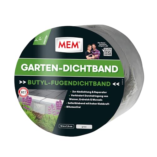 MEM Garten-Dichtband 10 m x 7,5 cm, Butyl-Fugendichtband, Lösemittelfreies und Selbstklebendes Dichtungsband, Klebt Enorm, Grau MEM Garten-Dichtband 10 m x 7,5 cm, Butyl-Fugendichtband, Lösemittelfreies und Selbstklebendes Dichtungsband, Klebt Enorm, Grau von BOSTIK