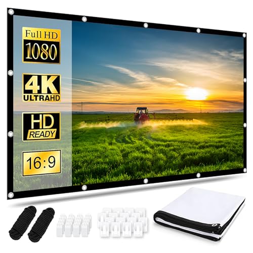 Outdoor Leinwand Beamer 120 Zoll: 4K Full HD 16: 9 Projektionsleinwand Tragbarer Beamer Leinwand Faltbar Anti-Falten Projector Screen Doppelseitige Projektio für Camping Heimkino Schule Treffen von BOTEWO