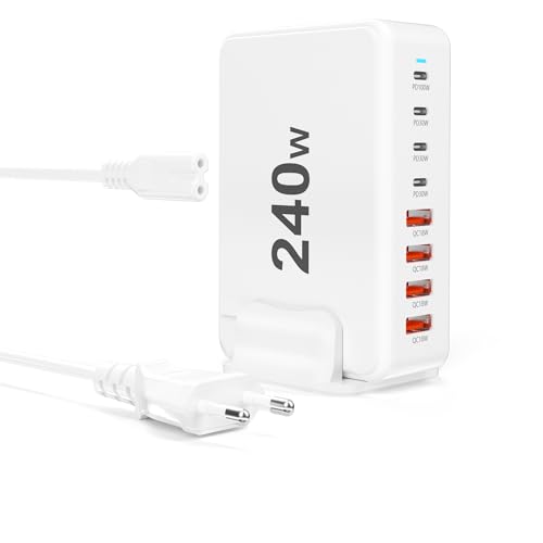 USB C Ladegerät: 240W 8-Port USB Netzteil Adapter Mehrfach Ladegerät mit 4 USB-C und 4 USB-A, Schnellladegerät PD 3.0 Charger Power Netzteil für MacBook, Laptop, iPhone, iPad, Samsung (Weiß) USB C Ladegerät: 240W 8-Port USB Netzteil Adapter Mehrfach Ladegerät mit 4 USB-C und 4 USB-A, Schnellladegerät PD 3.0 Charger Power Netzteil für MacBook, Laptop, iPhone, iPad, Samsung (Weiß) von BOTEWO