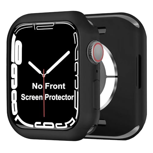 BOTOMALL Kompatibel mit Apple Watch Hülle 41 mm Serie 9 (2023) Serie 8 Serie 7, weich, flexibel, TPU, dünn, leicht, schützender Stoßfänger für iWatch [kein Bildschirm] – Schwarz von BOTOMALL