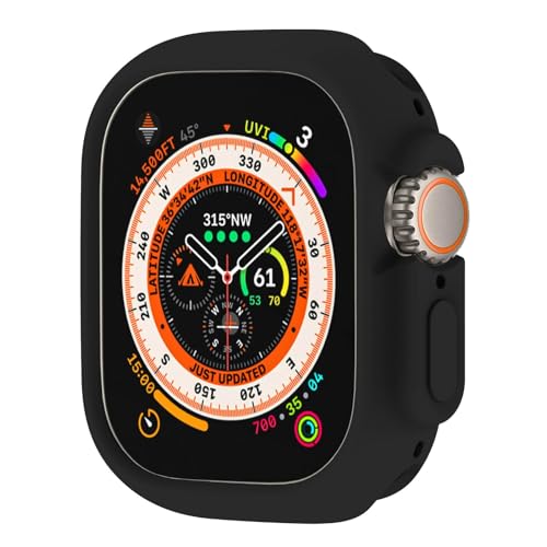 BOTOMALL Kompatibel mit Apple Watch Hülle Ultra 2 / Ultra 49 mm, weich, flexibel, TPU, dünn, leicht, schützender Bumper für iWatch [kein Bildschirm] – Schwarz von BOTOMALL