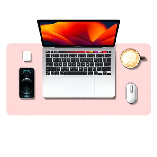 BOUNDLESS Komfort rutschfeste Leder Mausmatte, Schreibtischunterlage für PC, Laptop, Homeoffice und Büro, Leder Mauspad, Schreibtischunterlage wasserdicht strapazierfähig (Pink) von BOUNDLESS