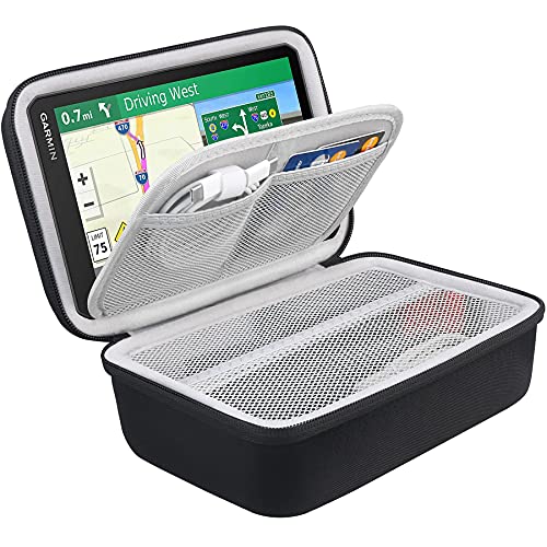 BOVKE GPS-Hartschale kompatibel mit 6-7 Zoll Garmin DriveSmart 65/61 LMT-S, Nuvi 2797LMT Drive 61/60 Nuvi 2757LM GPS-Navigationssystem, Extraraum für Autoladegeräte, Reibungshalterungen, Schwarz von BOVKE