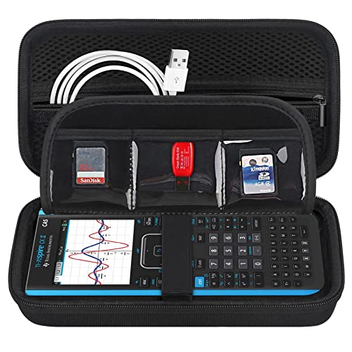 BOVKE Grafik Taschenrechner Tragetasche für Texas Instruments TI-Nspire CX II CAS/CX II/CX/CX CAS Taschenrechner und mehr.Mesh Tasche für USB-Kabel und andere Schulbedarf, schwarz-innen schwarz von BOVKE