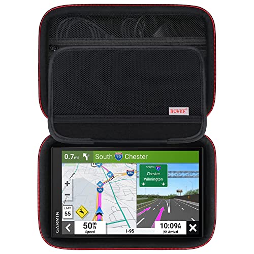 BOVKE Hard Navi Tasche für 6-7 Zoll Tomtom Navigationsgerät GO, Garmin Camper 795/780/DriveSmart 65/76/61/dēzl LGV 710/700 Navigationsgerät, Extra Platz Platz Auto Ladegerät, Ladekabel, schwarz von BOVKE