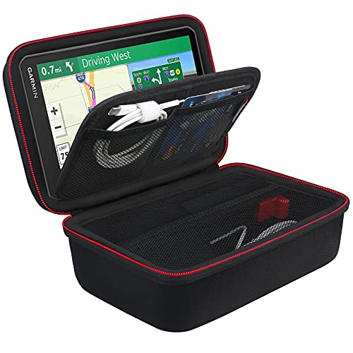 BOVKE Hard Navi Tasche für 6-7 Zoll Tomtom Navigationsgerät GO, Garmin Camper 795/780/DriveSmart 65/76/61/dēzl LGV 710/700 Navigationsgerät, Extraraum für Autoladegeräte, Schwarz+innen Schwarz von BOVKE