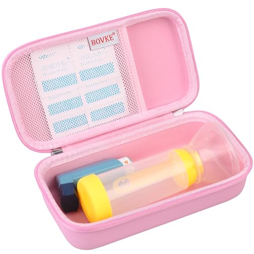 BOVKE Harter Reisekoffer Asthma-Inhalator, Inhalator-Abstandshalter für Kinder und Erwachsene, Masken, Inhalator-Halter Asthma-Tragetasche mit Netztasche für Medizin und anderes Zubehör, Rosa BOVKE Harter Reisekoffer Asthma-Inhalator, Inhalator-Abstandshalter für Kinder und Erwachsene, Masken, Inhalator-Halter Asthma-Tragetasche mit Netztasche für Medizin und anderes Zubehör, Rosa von BOVKE