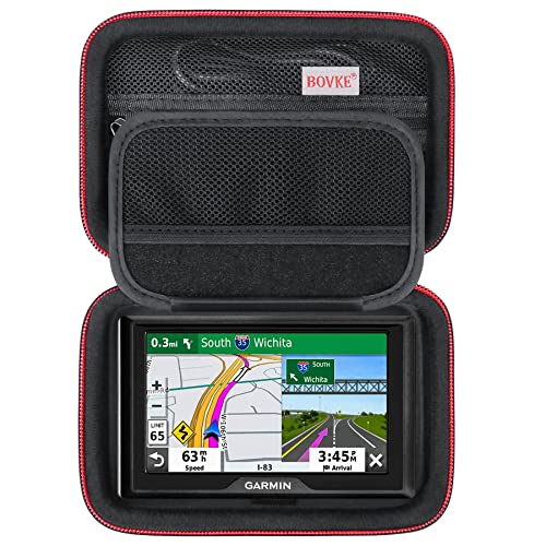 BOVKE Navi Case für 5-5.5 Zoll Tomtom Navigationsgerät GO, Garmin DriveSmart 55/Drive 51/52/53, Garmin zūmo XT/zūmo 396 Navigationsgerät, Extra Platz Platz Auto Ladegerät,USB Kabel, schwarz von BOVKE