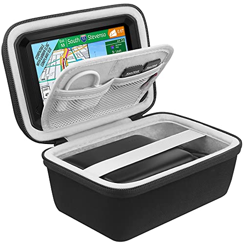 BOVKE Navi Tasche für 5-5.5 Zoll Tomtom Navigationsgerät GO, Garmin DriveSmart 55/Drive 51/52/53, Garmin zūmo XT/zūmo 396 Navigationsgerät, Mesh Tasche für Auto Ladegerät, USB Kabel, schwarz von BOVKE