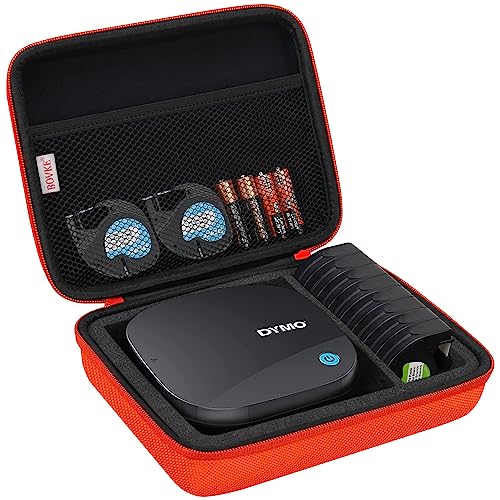 BOVKE Reisekoffer für DYMO LetraTag 200B Bluetooth Label Maker, DYMO LetraTag Wireless Compact Label Printer Halter mit zusätzlichem Platz Letratag Nachfülls Label Tapes und Ersatzbatterien, Coral Red von BOVKE