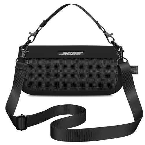 BOVKE Silikon Case Cover kompatibel mit Bose SoundLink Flex Bluetooth Portable Lautsprecher, weiche schützende Silikon Hülle für Bose SoundLink Flex Wireless Lautsprecher mit 2-Riemen, schwarz BOVKE Silikon Case Cover kompatibel mit Bose SoundLink Flex Bluetooth Portable Lautsprecher, weiche schützende Silikon Hülle für Bose SoundLink Flex Wireless Lautsprecher mit 2-Riemen, schwarz von BOVKE
