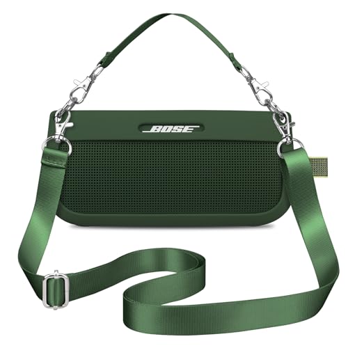 BOVKE Silikon Case Cover kompatibel mit Bose SoundLink Flex Bluetooth Portable Lautsprecher, weiche schützende Silikon Hülle für Bose SoundLink Flex Wireless Lautsprecher mit 5-Riemen, Grün BOVKE Silikon Case Cover kompatibel mit Bose SoundLink Flex Bluetooth Portable Lautsprecher, weiche schützende Silikon Hülle für Bose SoundLink Flex Wireless Lautsprecher mit 5-Riemen, Grün von BOVKE