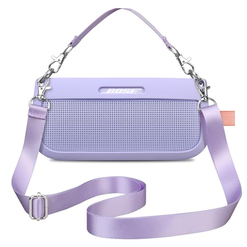 BOVKE Silikon Case Cover kompatibel mit Bose SoundLink Flex Bluetooth Portable Lautsprecher, weiche schützende Silikon Hülle für Bose SoundLink Flex Wireless Lautsprecher mit 6-Riemen, Lila BOVKE Silikon Case Cover kompatibel mit Bose SoundLink Flex Bluetooth Portable Lautsprecher, weiche schützende Silikon Hülle für Bose SoundLink Flex Wireless Lautsprecher mit 6-Riemen, Lila von BOVKE