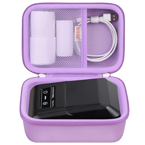 BOVKE Tragetasche für SUPVAN T50M Pro Bluetooth Etikettendrucker, T50M Pro Portable Inkless Labeler Halter mit Extra Platz für Label Maker Tapes, Kabel, Lila von BOVKE