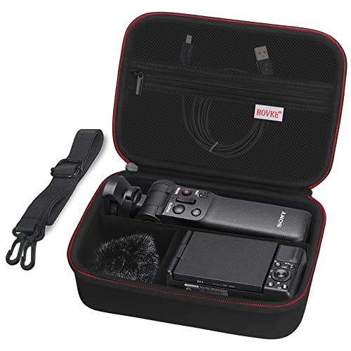 BOVKE Tragetasche für Sony Vlog Kamera ZV-1/ Sony ZV-1II /Sony ZV-1F Vlog-Kamera Digitalkamera, Bluetooth Griff Vlogger Zubehör Kit, Mesh Tasche für Batterien USB Kabel Ladegerät, schwarz BOVKE Tragetasche für Sony Vlog Kamera ZV-1/ Sony ZV-1II /Sony ZV-1F Vlog-Kamera Digitalkamera, Bluetooth Griff Vlogger Zubehör Kit, Mesh Tasche für Batterien USB Kabel Ladegerät, schwarz von BOVKE