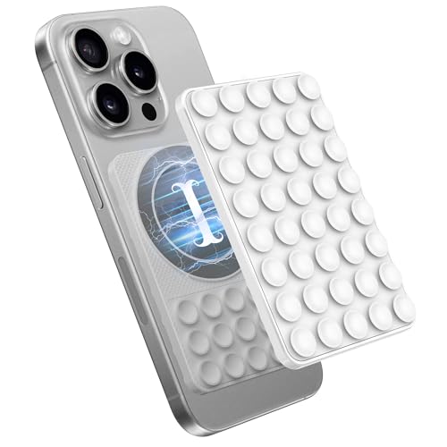 BOVOGAVA Magnetische Saugnapf-Telefonhalterung für iPhone und Android, Silikon-Saugnapf-Handyhülle, Griffhalterung, Freisprecheinrichtung, Handy-Zubehör für TikTok-Video, Creators und Sharer, Weiß - I von BOVOGAVA