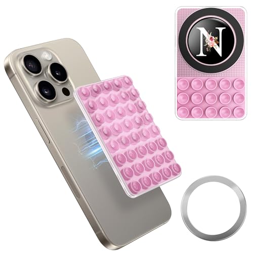 BOVOGAVA Magnetische Saugnapf-Telefonhalterung für iPhone und Android, Silikon-Saugnapf-Handyhülle, Griffhalterung, Freisprecheinrichtung, Handy-Zubehör für TikTok-Video, Schöpfer und Sharer, Pink - von BOVOGAVA