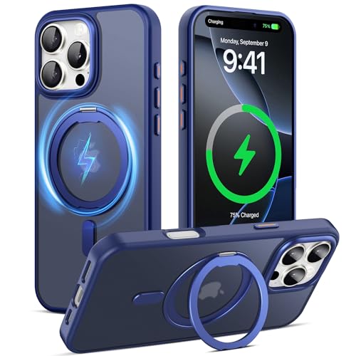 Schutzhülle für iPhone 16 Pro Max, mit magnetischem, unsichtbarem Ständer, militärischer Fallschutz, kompatibel mit MagSafe, tolles Griffgefühl, stoßfest, dünn, wasserdicht, strapazierfähig, 17,5 cm von BOVOGAVA