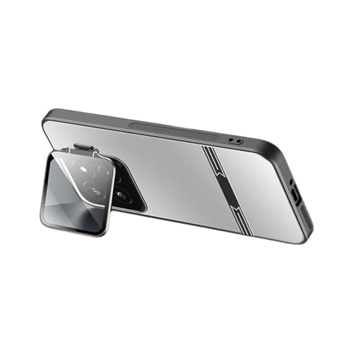 BOWTONG für Xiaomi 14Ultra Handy Schutzhülle Metall Objektiv Ständer Case Fingerabdruck Drop Prote Camera J9V0 Hülle Magnetisch Full Silber von BOWTONG