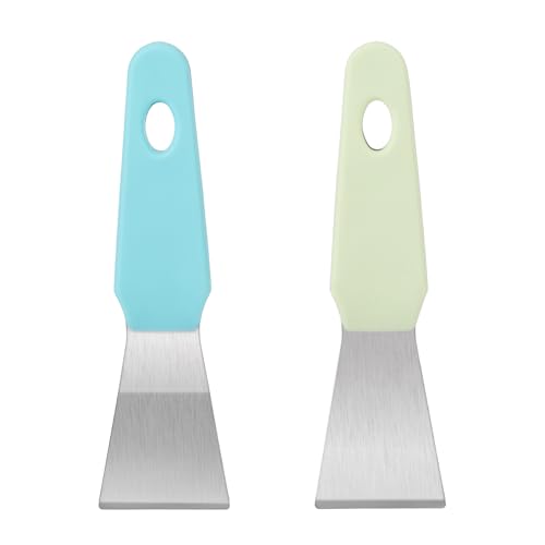 2 St 3D-Drucker-Schaber, Verdickter Edelstahl 3D-Drucker-Spatel Gerade und Gebogen Sichere Werkzeuge zum Entfernen von Modellen 3D-Druckzubehör Ohne Beschädigung der Bauoberfläche (Grün, Blau) von BOXOB