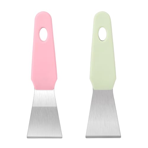 2 St 3D-Drucker-Schaber, Verdickter Edelstahl 3D-Drucker-Spatel Gerade und Gebogen Sichere Werkzeuge zum Entfernen von Modellen 3D-Druckzubehör Ohne Beschädigung der Bauoberfläche (Grün, Rosa) von BOXOB