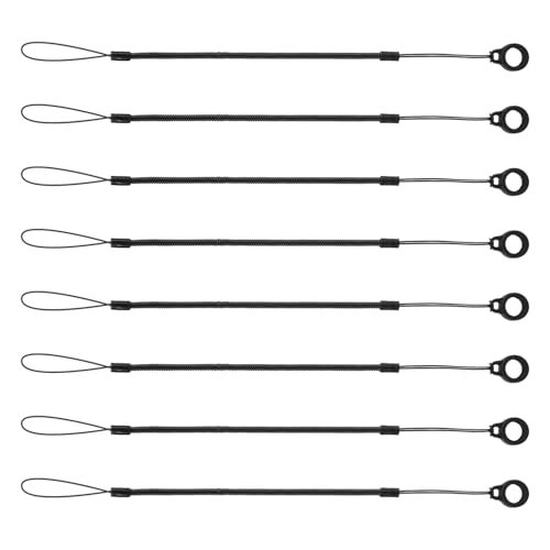 8 Stück Elastisches Halteband, 25cm Stiftleine Anti-Verlust Stylus-Halterung Einziehbar Spiralband Stylus-Halterung Kordel für Halteband Zeichenstift an Tablet-Touchscreen (Schwarz) von BOXOB