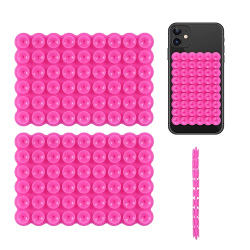 BOXOB 2 Stück Saugnapf-Telefonhalterung, Doppelseitiger Silikon-Telefonhalter mit Saugnapf Praktische Selbstklebende Telefonhülle mit Saugnapf für iPhone und Android (Rosenrot) von BOXOB
