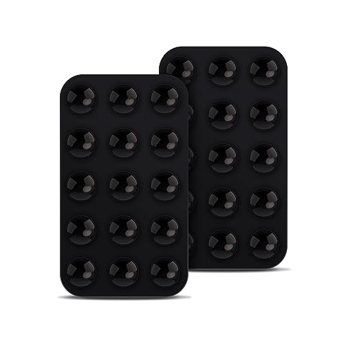 BOXOB 2stk Handyhalterung Auto Saugnapf, Doppelseitiger Saugnapf Vielseitig Einsetzbar Rechteckige Handy-Saugnapfhalterung für Auto Mini-Saugnapfmatte für Mobiletelefone (Schwarz) von BOXOB