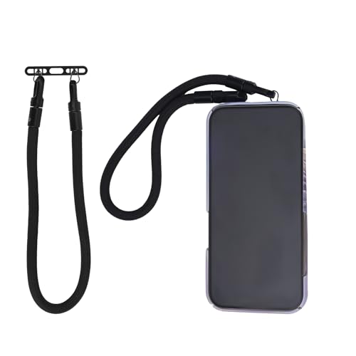 BOXOB Handy-Handgelenkschlaufe, Verstellbar Handy-Lanyard Hand-Armband und Metall-Haltelasche mit Doppelschnalle für die Meisten Handyhüllen Kameras Fallschutz und Verlustschutz (Schwarz) von BOXOB