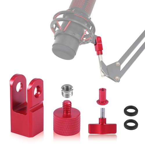 Mikrofon-Montageadapter aus Metall, Inkl 3/8" Oder 1/4" Schraubadapter Kompatibel mit Hyperx Quadcast-Mikrofonständer und Galgenarm Ersatzzubehör für Mikrofon (Rot) von BOXOB