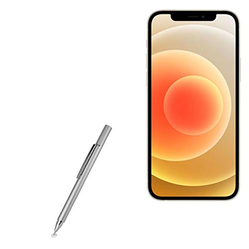 BoxWave Stylus Pen Kompatibel mit Apple iPhone 12 Mini (Stylus Pen von BoxWave) - FineTouch Kapazitiver Stylus, Super Präziser Stylus Pen für Apple iPhone 12 Mini - Metallic Silber von BOXWAVE CORPORATION