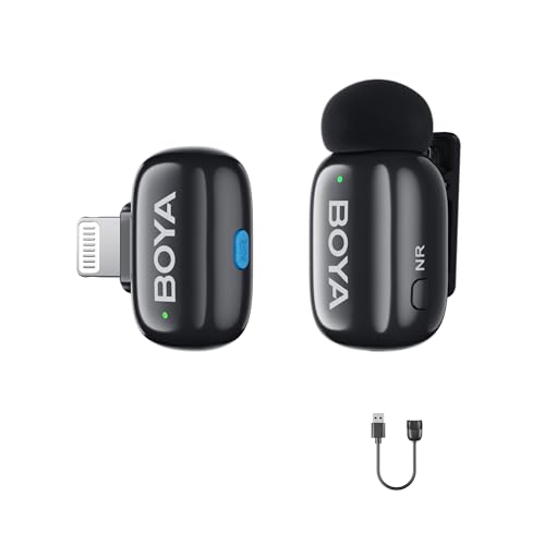BOYA Boyamini Wireless Lavalier Mikrofon für iPhone/iPad Mfi Certified Lightning Plug, AI Voice Change, Ultra Mini Ansteckmikrofon für TikTok YouTube Content Creators von BOYA