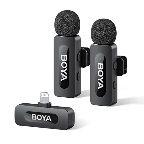 BOYA by-V2 Mikrofon für Handy, Kabellos Mini Mikrofon für iPhone 7-14, 48 KHz/16 Bit, 9 Akku, Geräuschunterdrückung, Lightning-Lavaliermikrofon, 360°-Clip-on-Ansteckmikrofon für Videoaufnahmen BOYA by-V2 Mikrofon für Handy, Kabellos Mini Mikrofon für iPhone 7-14, 48 KHz/16 Bit, 9 Akku, Geräuschunterdrückung, Lightning-Lavaliermikrofon, 360°-Clip-on-Ansteckmikrofon für Videoaufnahmen von BOYA