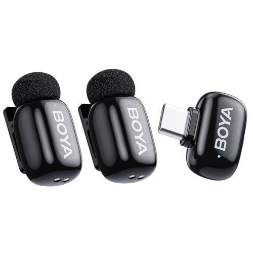 BOYA mini Mikrofon für iPhone Android Handy, 5g Ultraleicht, Lavalier Mikrofon Kabellos mit USB-C, AI-Sprachmodulator, 3-Stufen-Rauschunterdrückung, Streaming Ansteckmikrofon für Interview von BOYA