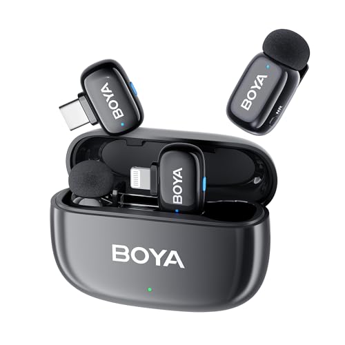 BOYAMINI Dual Handy Mikrofon Kabellos, Lavalier mikrofon Wireless für iPhone Android PC Laptop with USB-C/Lightning, 100M, 36H Power for Video Recording, Streaming Podcast BOYAMINI Dual Handy Mikrofon Kabellos, Lavalier mikrofon Wireless für iPhone Android PC Laptop with USB-C/Lightning, 100M, 36H Power for Video Recording, Streaming Podcast von BOYA