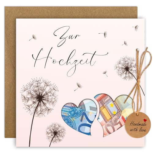 Hochzeitskarte Geldgeschenk, Pusteblume Geldverpackung zur Hochzeit, Premium Hochzeitsgeschenke für Brautpaar, Geldgeschenk Hochzeit Glückwunschkarte Personalisiert von BOYATONG
