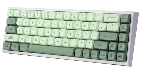 BOYI Matcha XDA grüne benutzerdefinierte Tastenkappen, PBT farbsublimiertes XDA-Profil, Matcha-Tastenkappen, komplettes 124 Tasten-Set für Gateron Kailh Cherry MX Switches mechanische Tastaturen KeyCap (Matcha 124 Tastenkappen) von BOYI