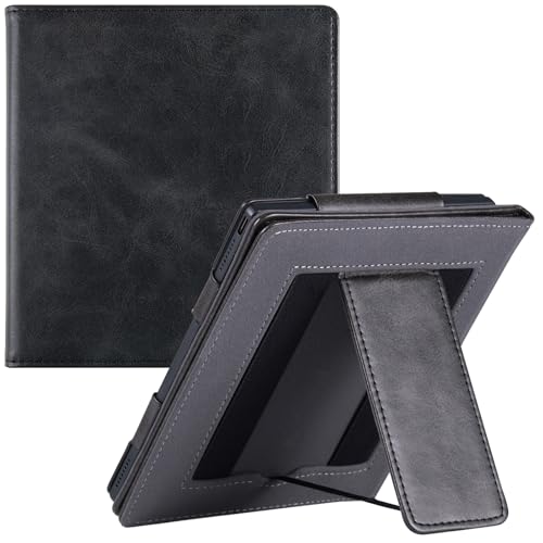 BOZHUORUI Schutzhülle für Onyx Boox Tablet Go 7 Farben/Boox Page E-Reader mit 17,8 cm (7 Zoll), Premium-PU-Leder, mit zwei Handschlaufen, automatischer Schlaf-/Wachmodus, Schwarz von BOZHUORUI