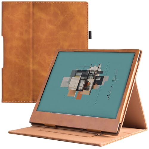 BOZHUORUI Schutzhülle mit Standfunktion für Boox Note Air4 C/Boox Note Air3 26,2 cm (10,3 Zoll), PU-Leder, mit Handschlaufe, automatischer Schlaf- und Wachmodus, Braun von BOZHUORUI
