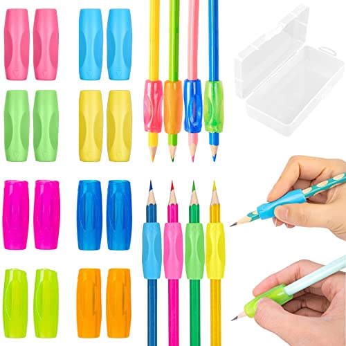 BOZILY Bleistift Griffe 16 Stück Ergonomische Stifthalter für Verschiedene Stifte, Korrekte Handschrift Haltung für Kinder Kindergarten Erwachsene Spezielle Bedürfnisse Righties oder Lefties(2 Stil) von BOZILY