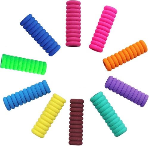 BOZILY Schreibhilfe, Stiftehalter, weicher Gummischaum, Korrektor, Schreibwerkzeug für Kinder, Studenten, Kleinkinder, Vorschüler, 100 Stück (10 Farben) von BOZILY