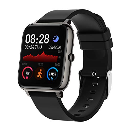 BOZLUN Smartwatch, Smartwatch, wasserdicht IP67 für Herren und Damen, Schlafüberwachung, Pulsmesser, Kalorienzähler, 3,6 cm (1,4 Zoll), Touchscreen, Smartwatch für Android iOS, Schwarz von BOZLUN