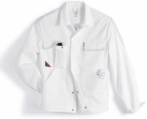 BP 1602-559-21-64/66n Arbeitsjacke, Verdecktes Druckknopfband und Taschen, 245,00 g/m² Stoffmischung, weiß, 64/66n von BP