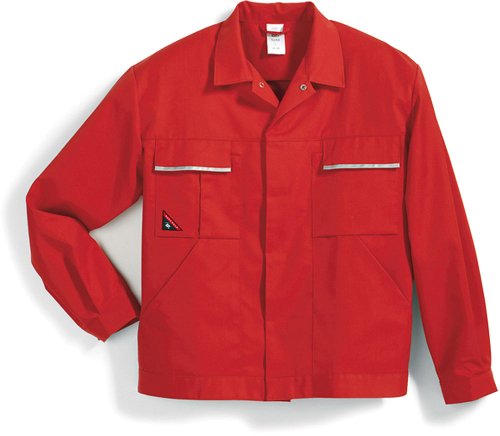 BP 1602-559-81-48/50n Arbeitsjacke, Verdecktes Druckknopfband und Taschen, 245,00 g/m² Stoffmischung, rot, 48/50n von BP