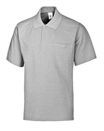 BP 1612-181-51-S Unisex-Poloshirt, 1/2 Ärmel, Polokragen mit Knopfleiste, 70 cm, 220,00 g/m² Stoffmischung, hellgrau, S von BP